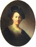 REMBRANDT Harmenszoon van Rijn Bust of a woman with a feathered beret France oil painting artist